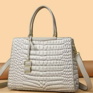 Ladies Elegant Crocodile Pattern Light Grey Handbag, Cross Body Style