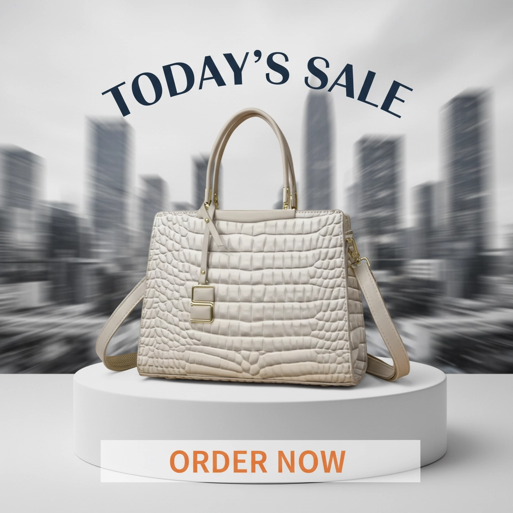 Ladies Elegant Crocodile Pattern Light Grey Handbag, Cross Body Style